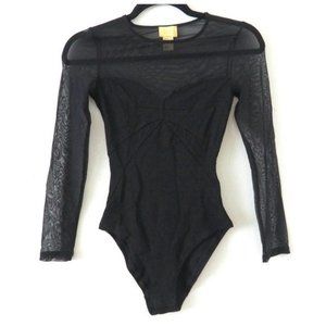 * H&M Black Mesh Long Sleeve Bodysuit sz 2